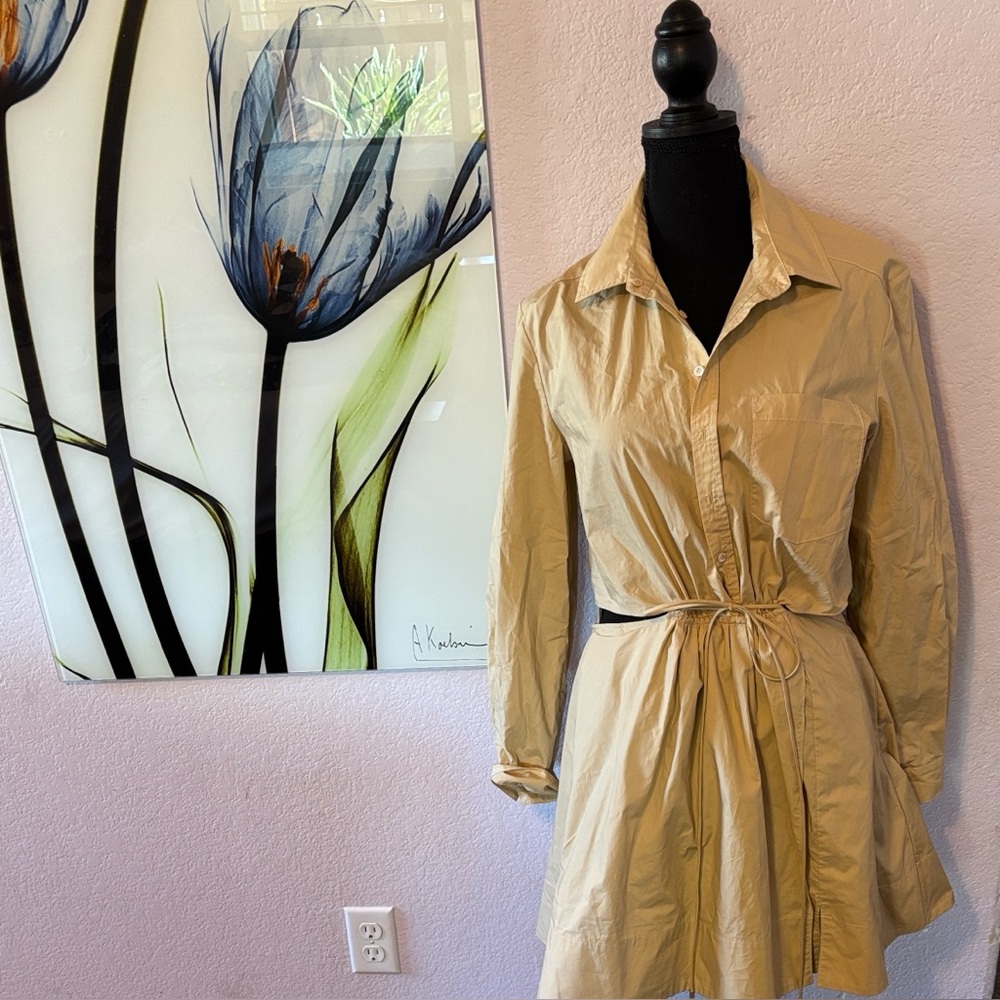 New Jonathan Simkhai tan waist cut out dress size 8